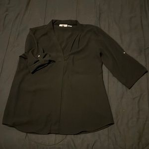 Calvin Klein V-neck Roll Sleeve Blouse